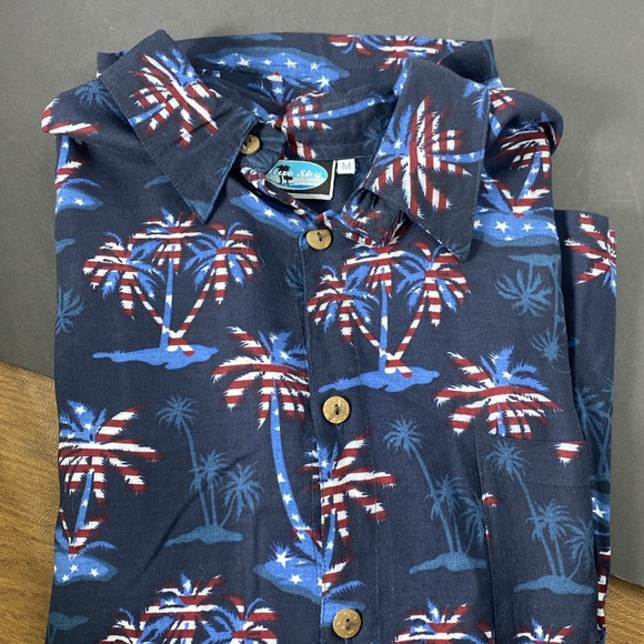 Blue Sky Men’s Fireworks Button Down Shirt size Medium Pre-owned - Picture 8 of 9
